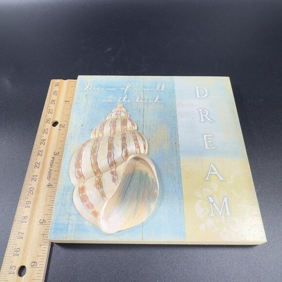 Vintage Resin Wall Hanging Art Plaque Set 2 Ocean Shell Theme Nautical Decor VTG - Picture 6 of 12